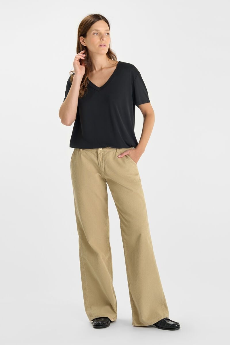 -Pantalón TAHIS Chino Ancho Beige